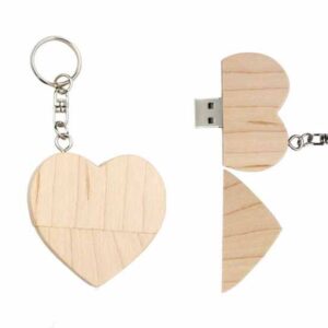 Corazon madera Pendrive Bodas