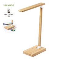Cargador inalambrico lampara led Bambu con logotipo