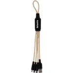 Cable cargador personalizado logo luz led dorado