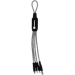Cable cargador personalizado logo luz led plateado
